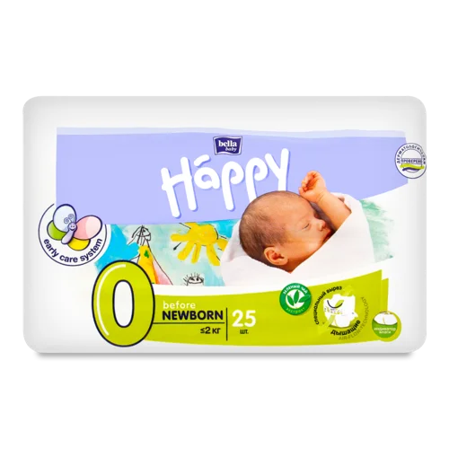 Підгузки Happy 0 Before NewBorn, 25 шт, в/ґ