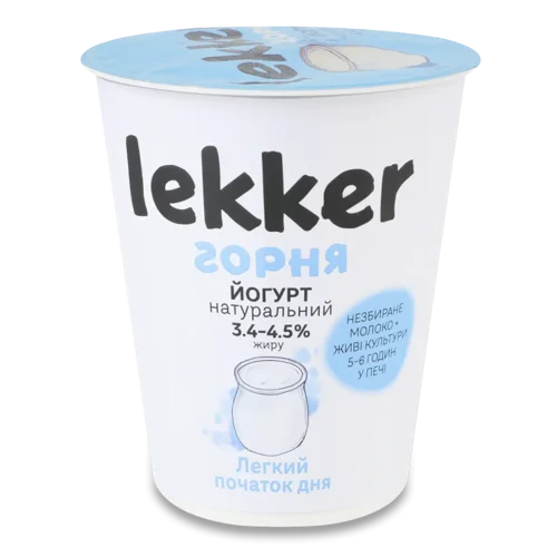 Йогурт Lekker термостатний з незбираного молока 3.4-4.5%