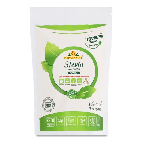 Цукрозамінник Натуральний Порошок Стевія+Еритритол, в/ґ, 300г