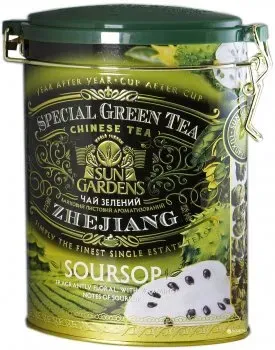 Чай зелений розсипний Sun Gardens Gunpowder Sour Sop 100г жерстяна банка