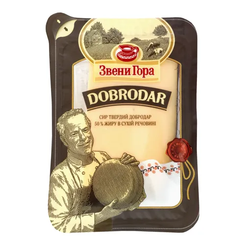 Сир 50% твердий Dobrodar Звени Гора лоток 135г