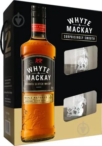 Віскі White&Mackay 40% 0,7л + 2 склянки у коробці