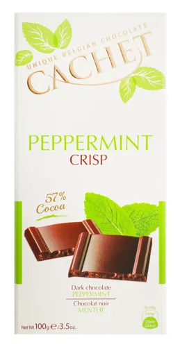 Шоколад Cachet 100г темний хрустка м'ята 57%
