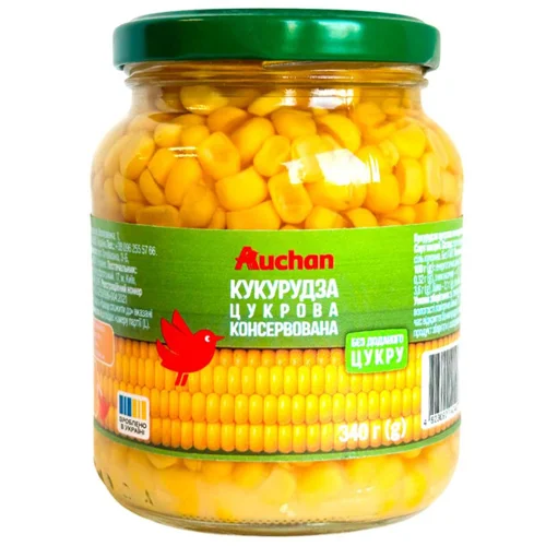 Кукурудза Auchan консервована без доданого цукру 340г