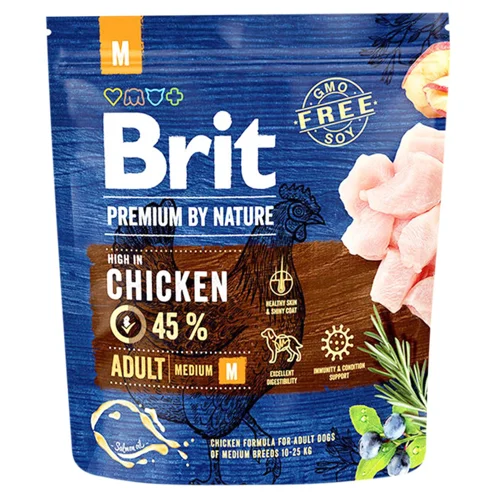 Корм сухий Brit Premium з куркою для собак середніх порід 1кг