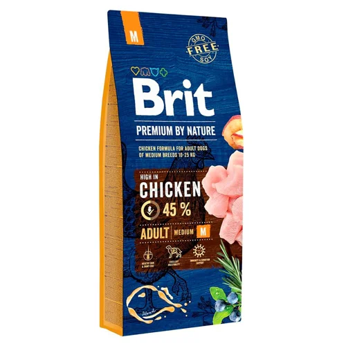 Корм сухий Brit Premium з куркою для дорослих собак середніх порід 15кг