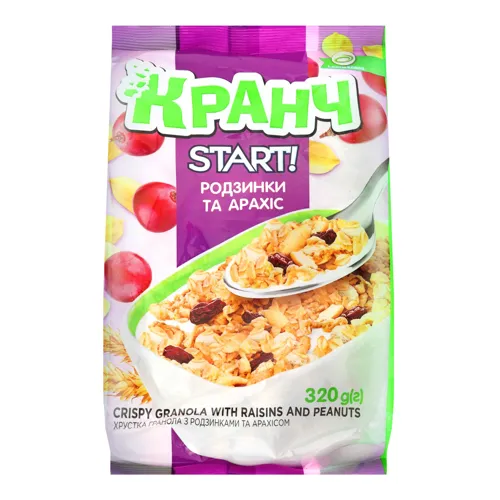 Гранола хрустка з родзинками та арахісом Кранч Start! м/у 320г