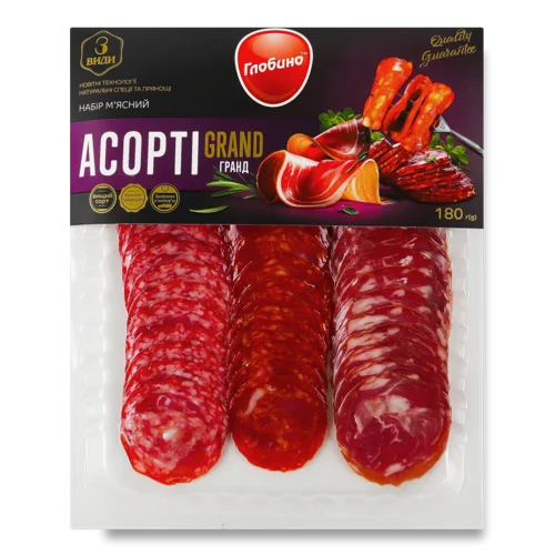 М'ясна Нарізка Асорті Гранд Глобино В/С В/У, 180г