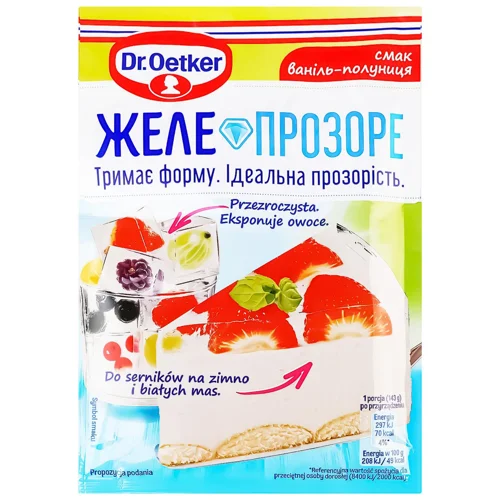 Желе Dr.Oetker Прозоре зі смаком ваніль-полуниця 72г