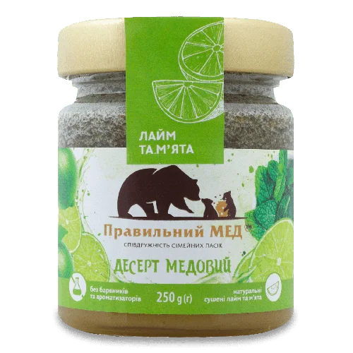 Крем-мед «Лавка традицій» «Правильний мед» лайм та м'ята, 260г