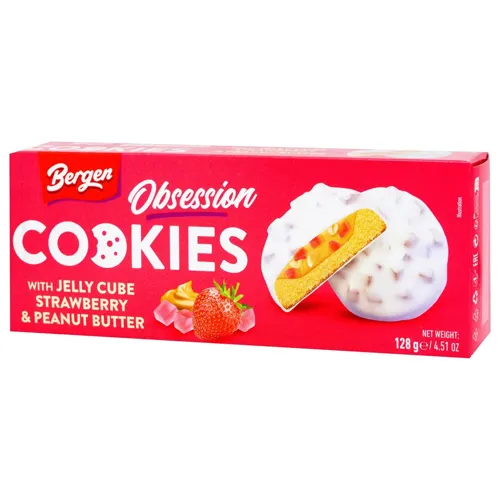 Печиво Bergen желейні кубики банан та арахісове масло 128г