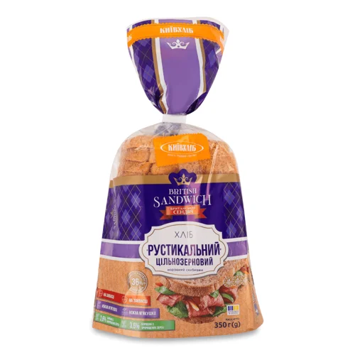 Хліб Київхліб Рустикальний цільнозерновий нарізаний,350г