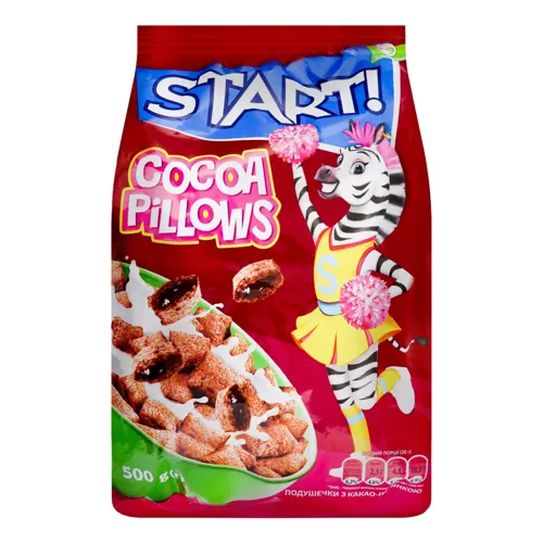 Сніданки сухі з какао-начинкою Подушечки Start! м/у 500г