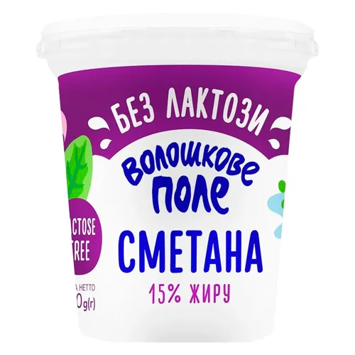 Сметана Волошкове Поле безлактозна 15% 320г