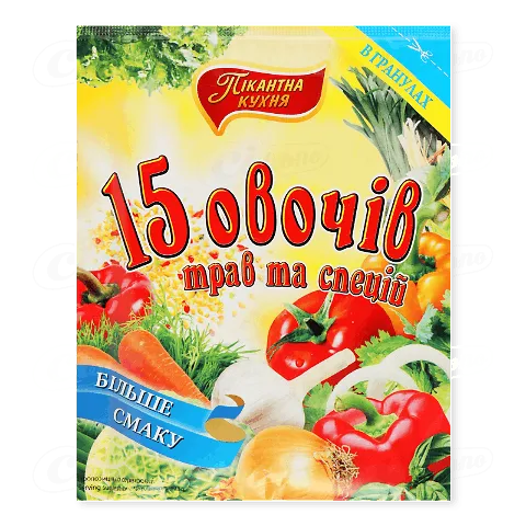 Приправа Пікантна Кухня 15 овочів, трав та спецій 70г
