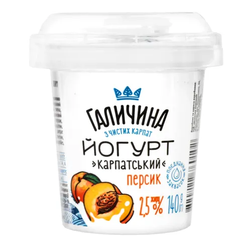 Йогурт 2.5% Персик Галичина ст 140г