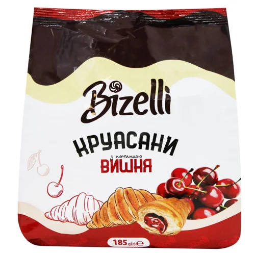 Круасани Bizelli з вишневою начинкою 185г