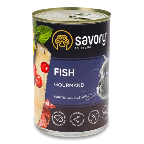 Корм Консервований Повнораціонний Для Дорослих Котів Fish Savory З/Б 400г