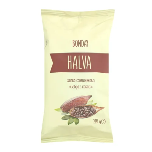 Халва соняшникова Зебра з какао Bonday м/у 210г