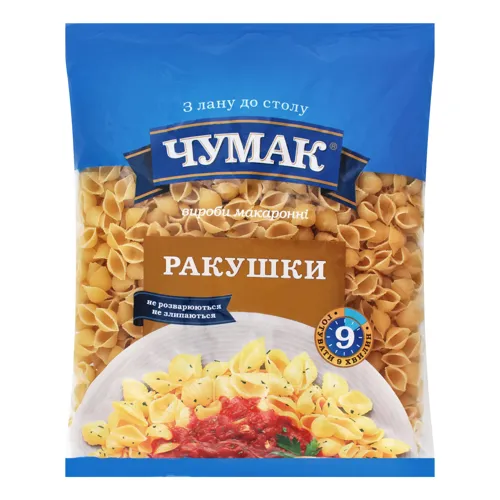 Вироби макаронні Ракушки Чумак м/у 800г