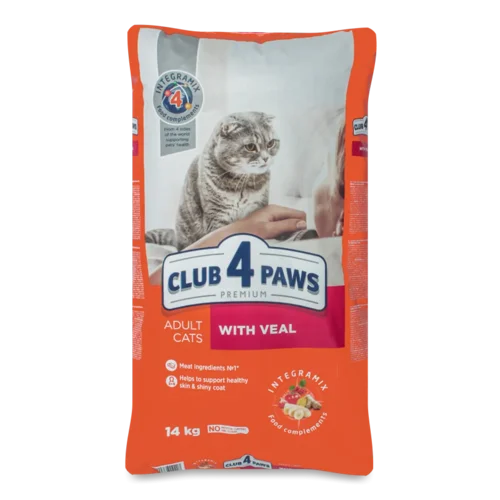 Корм для котів Club 4 Paws з телятиною сухий