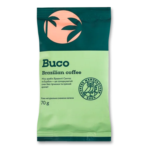 Кава Натуральна Смажена Мелена Вищого Ґатунку Brazilian Coffee Buco, 70г