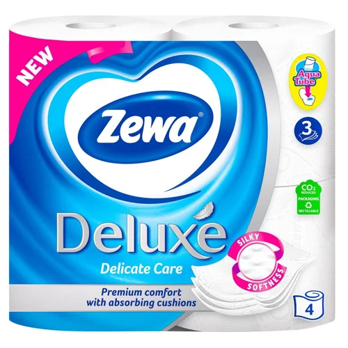 Туалетний папір Zewa Deluxe Delicate Care білий 3-шаровий 4шт