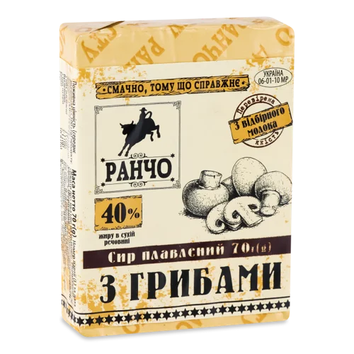 Сир Плавлений З Грибами Ранчо м/у, 40%, 70г