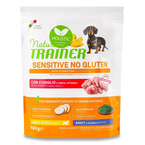 Корм сухий для дорослих собак дрібних порід з кролятиною Natural Trainer, повнораціонний та збалансований, в/ґ, 800г