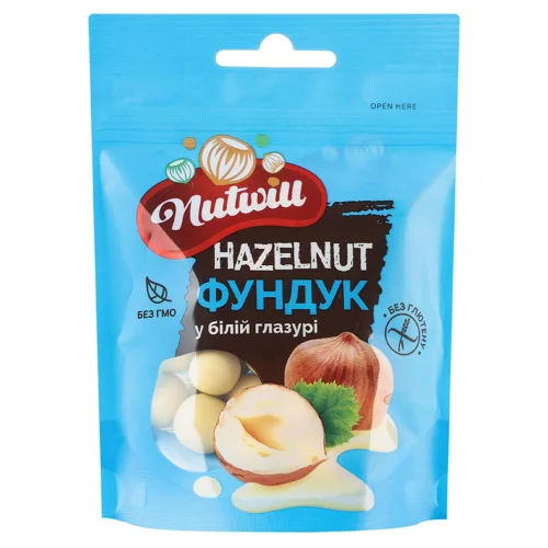 Фундук Nutwill у білій глазурі 100г
