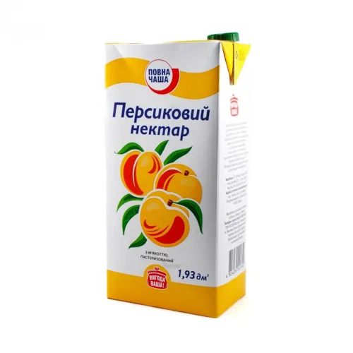 Нектар "Повна Чаша" персиковий з м'якоттю гомогенізований стерилізований, 1,93л