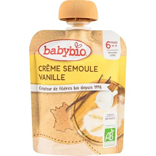 Десерт молочний Babybio з манною крупою та ваніллю, 85г