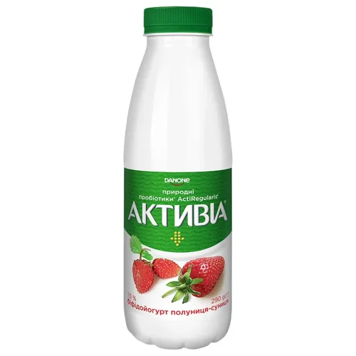 Біфідойогурт питний «Активіа» полуниця-суниця 1.5%, 290г