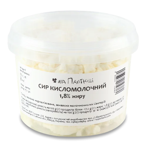 Сир Кисломолочний 1.8% Від Пантюші, п/у, 300г
