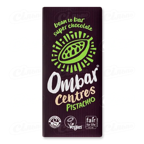 Шоколад чорний Ombar праліне-фісташка 60% какао, 70г