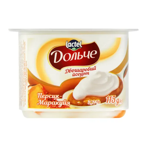 Йогурт 3.2% двошаровий Персик-маракуйя Дольче ст 115г