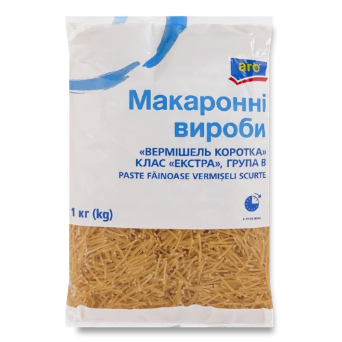 Вироби Макаронні Клас Екстра B Вермішель Коротка, В/ґ, 1 кг