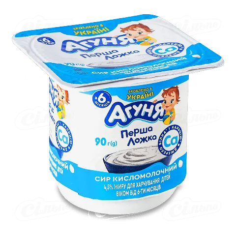 Сир кисломолочний «Агуня» для дітей від 6 місяців 4,5%, 90г