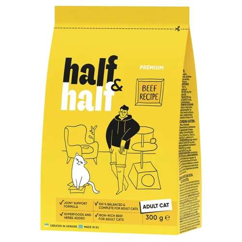 Корм сухий Half&Half з яловичиною для котів 300г