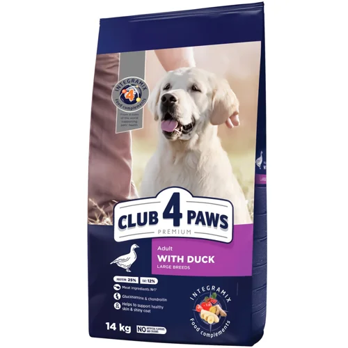 Корм сухий Club 4 Paws Premium з качкою для собак великих порід 14кг