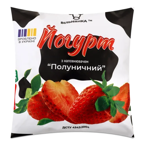 Йогурт Полуничний Вільнянка 1.5% натуральний, м/у 400г