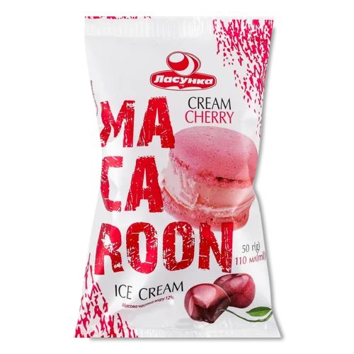 Морозиво Крем-чері Макарун Ласунка, 12%, м/у 50г