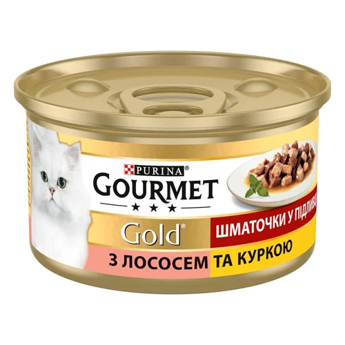 Корм вологий Gourmet Gold з лососем та куркою для котів 85г