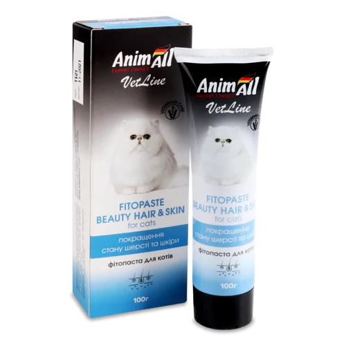 Фітопаста Для Котів VetLine AnimAll В/ґ 100г Для Поліпшення Шерсті Та Шкіри