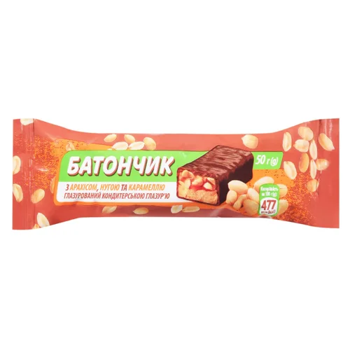 Батончик Субота з арахісом нугою та карамеллю в глазурі 50г