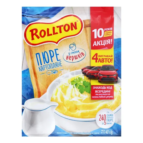 Пюре швидкого приготування картопляне зі смаком вершків Rollton м/у 40г