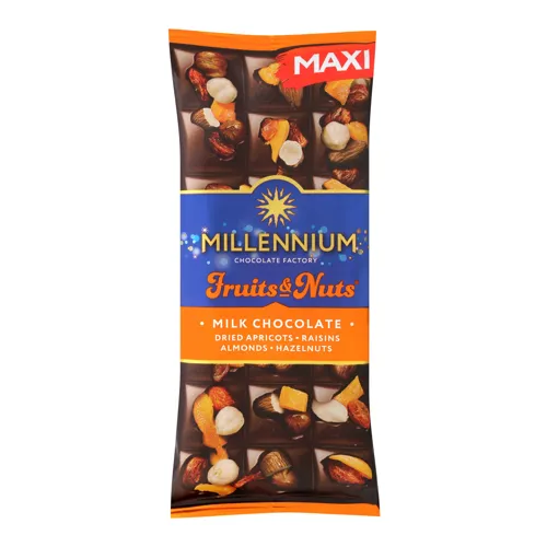 Шоколад Millennium Fruits&Nuts мол.миндаль, фундук, курага, изюм 140г