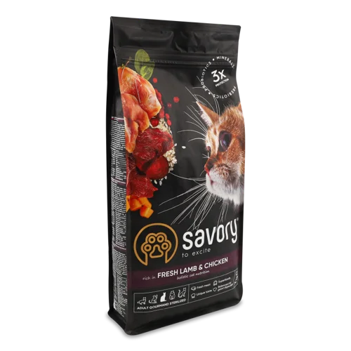 Корм сухий повнораціонний для котів, Ягня-курка, Savory, в/ґ, 2 кг