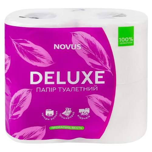 Туалетний папір Novus Deluxe білий 3-шаровий 4шт