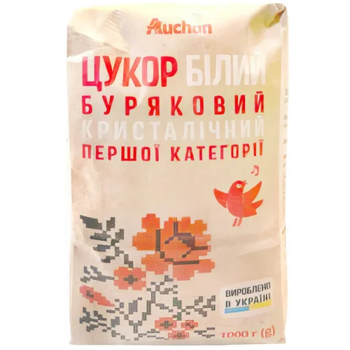 Цукор Auchan буряковий кристалічний першої категорії 1кг